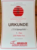 Urkunde 1.Platz Fun 200m